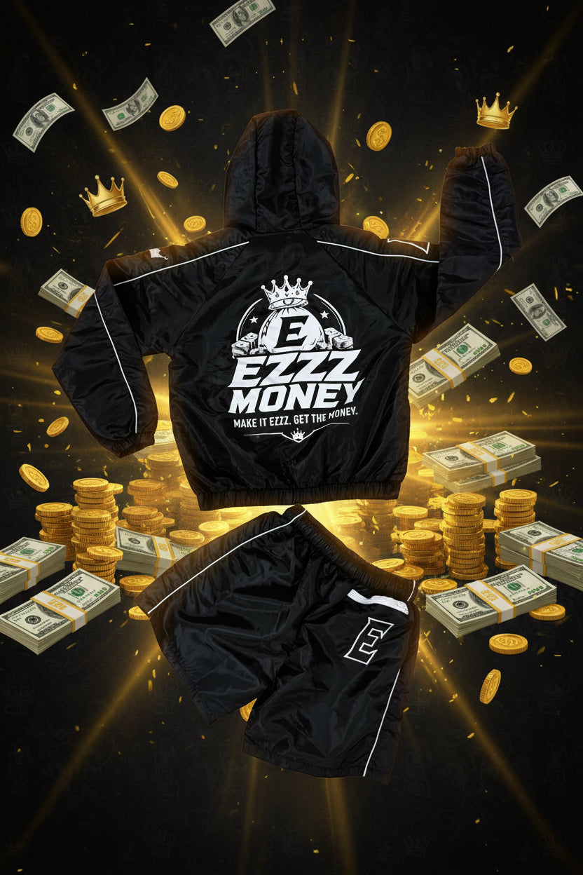 EZZZ Money Signature Windbreaker Short Set – Black/White