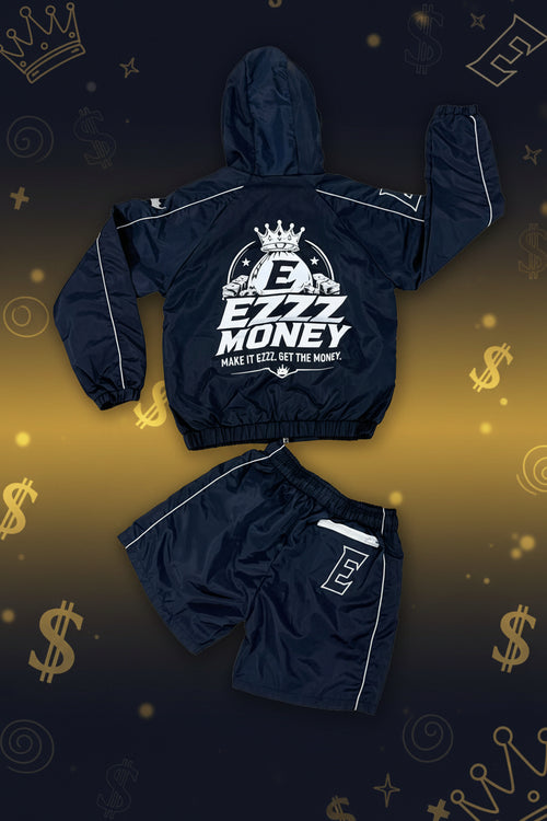 EZZZ Money Signature Windbreaker Short Set – Navy/White