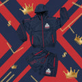 EZZZ Money Signature Windbreaker Short Set – Navy/Red