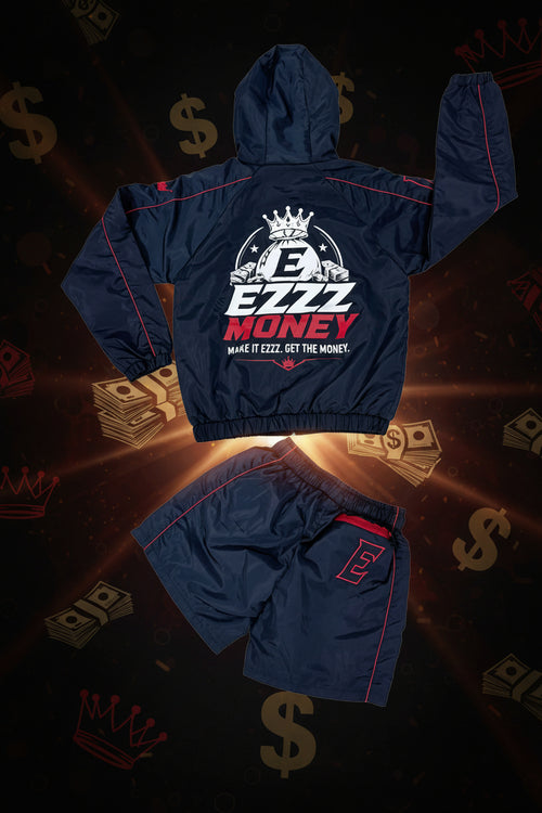 EZZZ Money Signature Windbreaker Short Set – Navy/Red