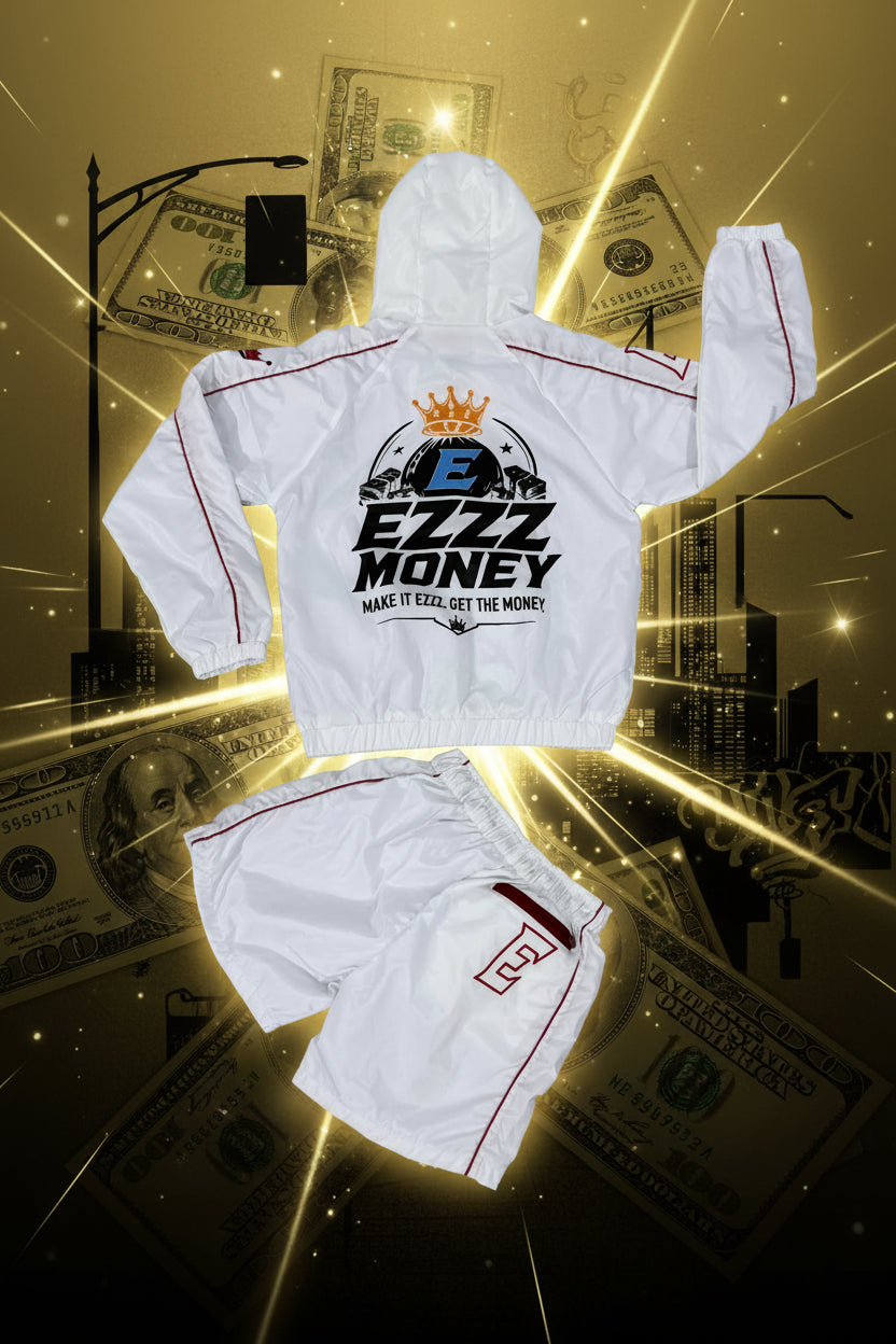 EZZZ Money Signature Windbreaker Short Set – White/Red
