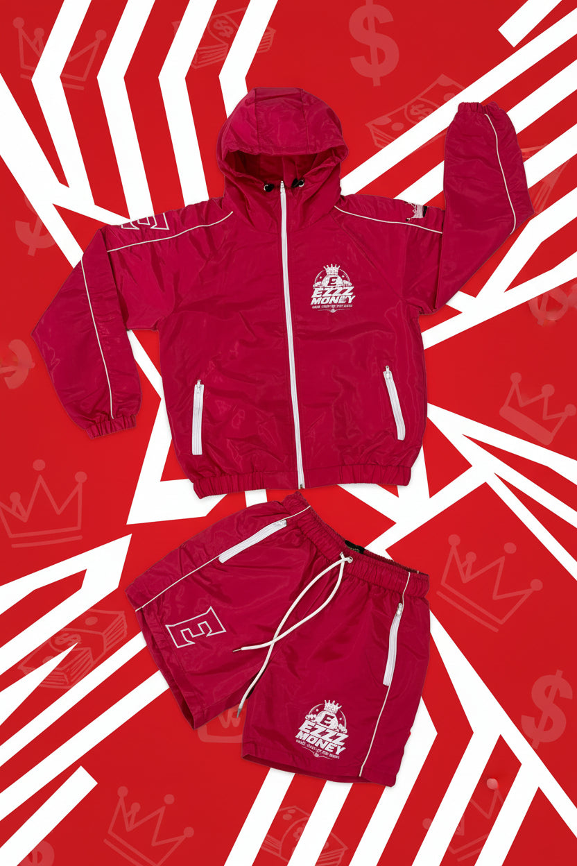 EZZZ Money Signature Windbreaker Short Set – Red/White
