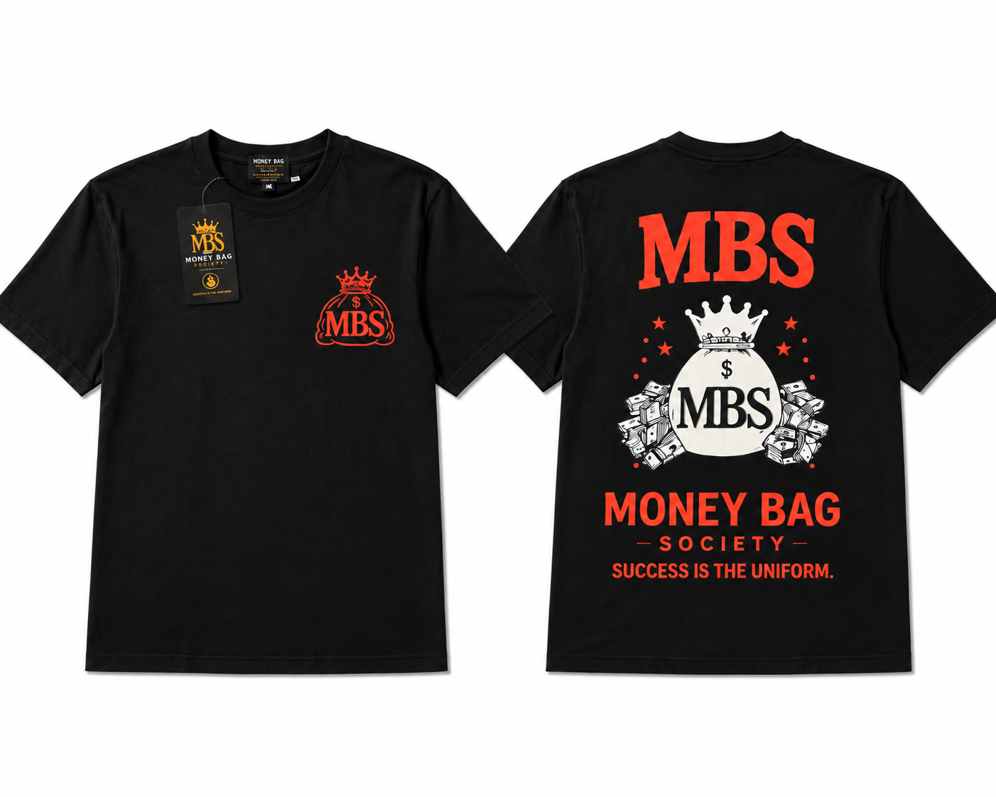 Money Bag Society (MBS) Signature Graphic T-Shirt – Black/Red