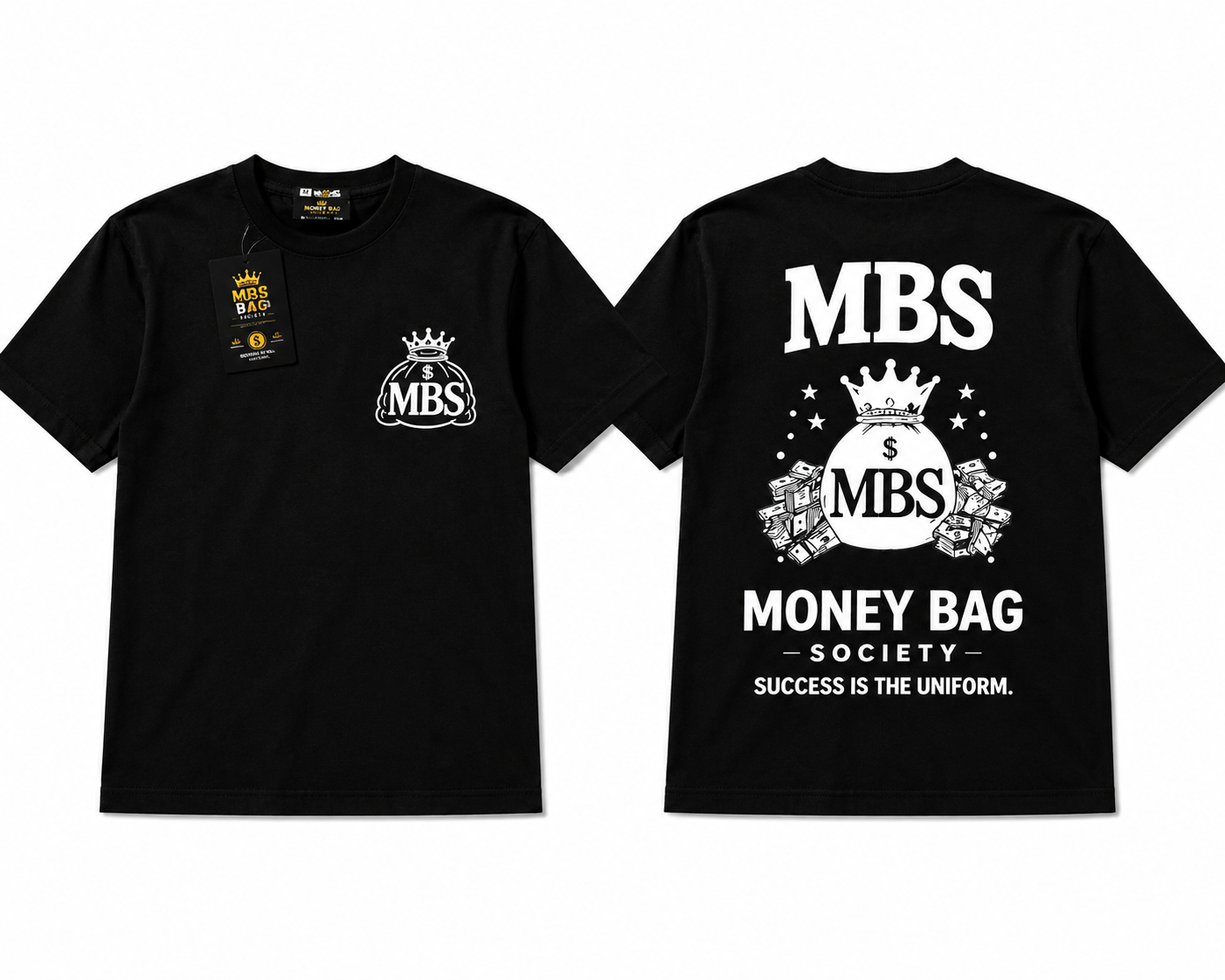 Money Bag Society (MBS) Signature Graphic T-Shirt – Black